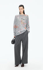 Sweater / JNBY Botanical Motif Mohair Blend Pullover