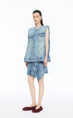 Vest / JNBY Oversized Cotton Drawstring Denim Vest