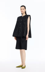 Vest / JNBY Oversized Cotton Drawstring Denim Vest