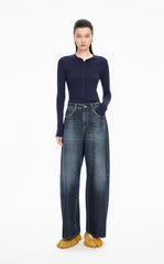 Pants / JNBY Wide-Leg Cuffed Full-Length Jeans