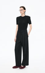 Pants / JNBY Wool Jacquard Cuffed Wide-Leg Pants