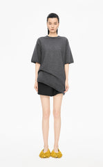 Sweater / JNBY Wool Blend Pintuck Short Sleeve Pullover