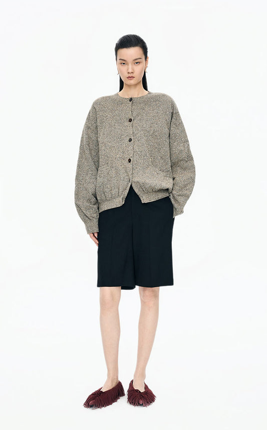 Sweater / JNBY Crinkled Wool-Silk Cardigan
