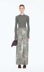 Pants / JNBY Wide-Leg Printed Denim Trousers