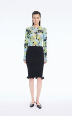 T-Shirt / JNBY Floral Print Fitted Long Sleeve Tee