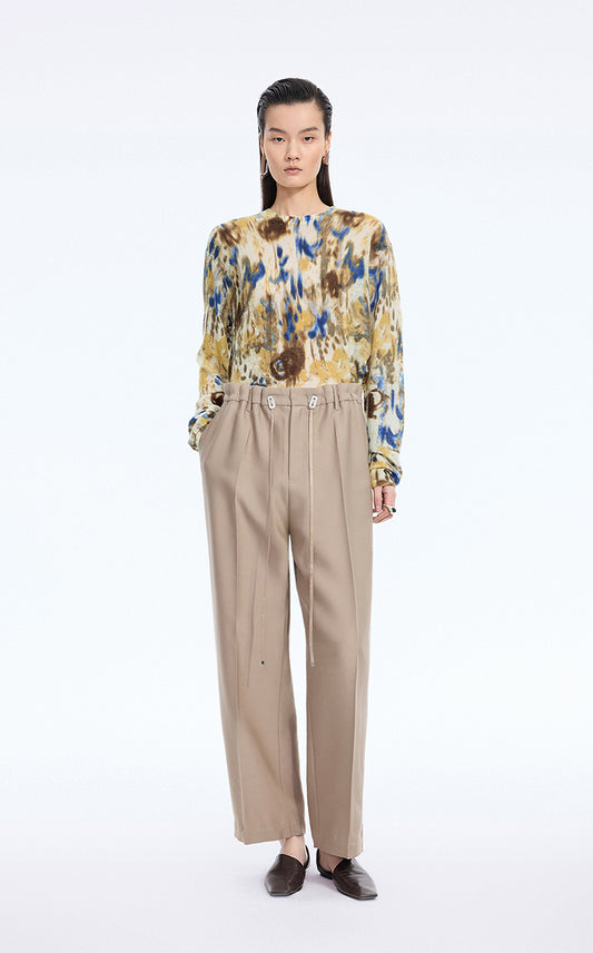 Sweater / JNBY T-Shape Floral Print Mohair Blend Pullover