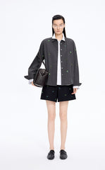 Shirt / JNBY Embroidered Floral Stripe Oversized Shirt