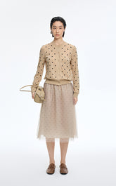 Sweater / JNBY Polka Dot Cropped Cotton Blend Cardigan