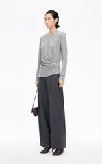 T-Shirt / JNBY Wool Blend Ruched Long Sleeve Tee