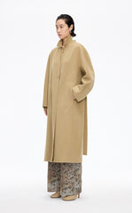 Coat / JNBY Collarless Longline Wool Double-Face Coat