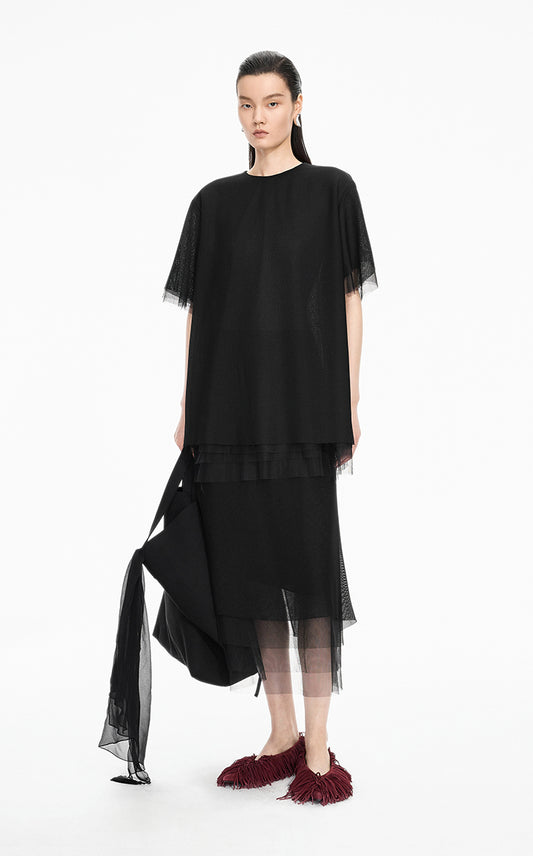 Shirt / JNBY Eco-Friendly Acetate Mesh Short Sleeve Shirt