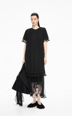 Dress / JNBY Pleated Mesh A-Line Short Sleeve Dress