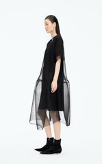 Dress / JNBY Pleated Mesh A-Line Short Sleeve Dress