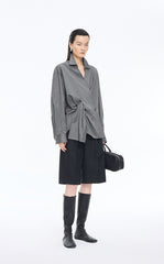 Shirt / JNBY Oversized Stripe-Layered Cotton Shirt