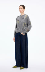 Sweater / JNBY Botanical Short Cropped Fit Wool Cardigan