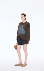 Sweatshirt / JNBY Loose Animal Print Cotton Sweatshirt