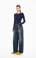Pants / JNBY Wide-Leg Cuffed Full-Length Jeans