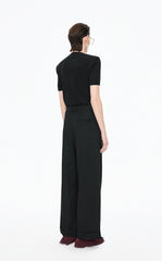 Pants / JNBY Wool Jacquard Cuffed Wide-Leg Pants