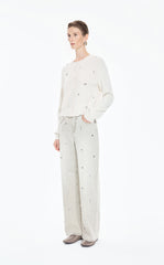 Sweater / JNBY Beaded Short Animal Fibers Cardigan