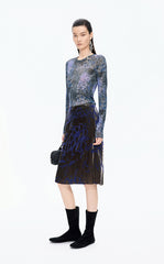 Skirt / JNBY A-Line Plant Flocked Midi Skirt