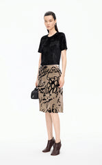 Skirt / JNBY A-Line Plant Flocked Midi Skirt