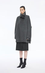 Coat / JNBY Convertible Collar Oversized Wool Blend Coat