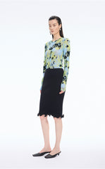 T-Shirt / JNBY Floral Print Fitted Long Sleeve Tee