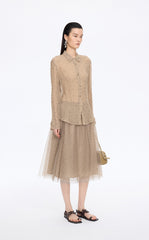 Shirt / JNBY Silk Polka Dot Relaxed Long Shirt