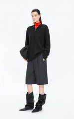 Sweater / JNBY Loose Quarter-Zip Wool Hoodie