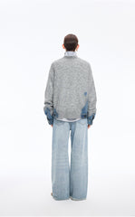 Sweater / JNBY Oversized Knitted Denim Panel Pullover