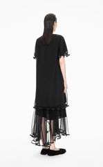 Dress / JNBY Pleated Mesh A-Line Short Sleeve Dress