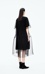 Dress / JNBY Pleated Mesh A-Line Short Sleeve Dress