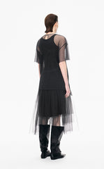 T-Shirt / JNBY Pleated Bow Mesh Detail Relaxed Tee