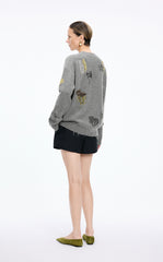 Sweater / JNBY Oversized Wool-Blend Botanical Pullover