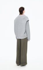 Pants / JNBY Wool Jacquard Cuffed Wide-Leg Pants