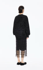 Sweatshirt / JNBY Oversized Flocked Floral Detail Pullover