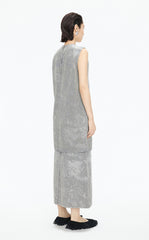 Dress / JNBY A-Line Flocked Denim Sleeveless Dress