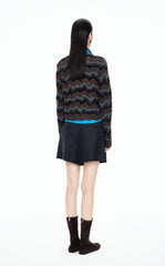 Sweater / JNBY Colorblock Wool-Blend Short Cardigan