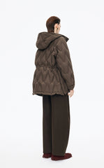 Down Coat / JNBY Wavy Quilted Mid-Length Hooded Down Coat