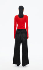 Pants / JNBY Relaxed Velvet-Flocked Wide-Leg Jeans