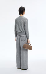 Sweater / JNBY Polka Dot Cropped Cotton Blend Cardigan