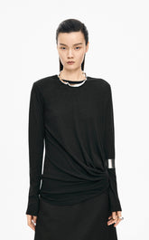 T-Shirt / JNBY Wool Blend Ruched Long Sleeve Tee