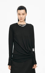 T-Shirt / JNBY Wool Blend Ruched Long Sleeve Tee