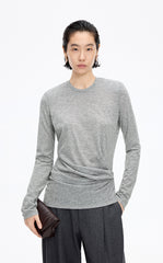 T-Shirt / JNBY Wool Blend Ruched Long Sleeve Tee