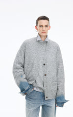 Sweater / JNBY O-Shape Knitted Denim Panel Cardigan