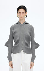 Sweater / JNBY Textured Stretch Longline Hooded Cardigan