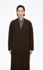Coat / JNBY Collarless Longline Wool Double-Face Coat