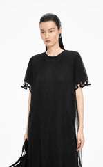 Dress / JNBY Pleated Mesh A-Line Short Sleeve Dress