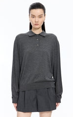 Sweater / JNBY Loose Silk-cotton Long Sleeve Polo