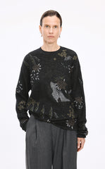 Sweater / JNBY Botanical Motif Mohair Blend Pullover